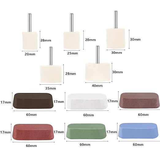 19 Pcs Buffing Wheel for Drill,Buffing Pad Polishing Wheel Kits with 6 Pcs Polishing Compound and 5 Pcs Felt Polishing Wheel,for Aluminum, Stainless Steel, Chrome,Metal,Glass,Car Detailing