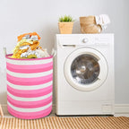 CLOCOR Pink Laundry Basket,Baby Girl Clothes Hamper for Nursery,Collapsible Toy Storage Bin with Handles, Room Decor,Waterpro