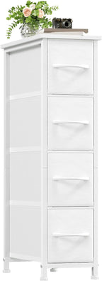 Somdot Narrow Dresser with 4 Drawers, Slim Storage Organizer Chest of Drawers with Removable Fabric Drawers for Small Spaces 