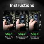 Airmoto Tire Inflator Portable Air Compressor - Air Pump For Car Tires with Digital Pressure Gauge, LED Light and Auto Shut-O