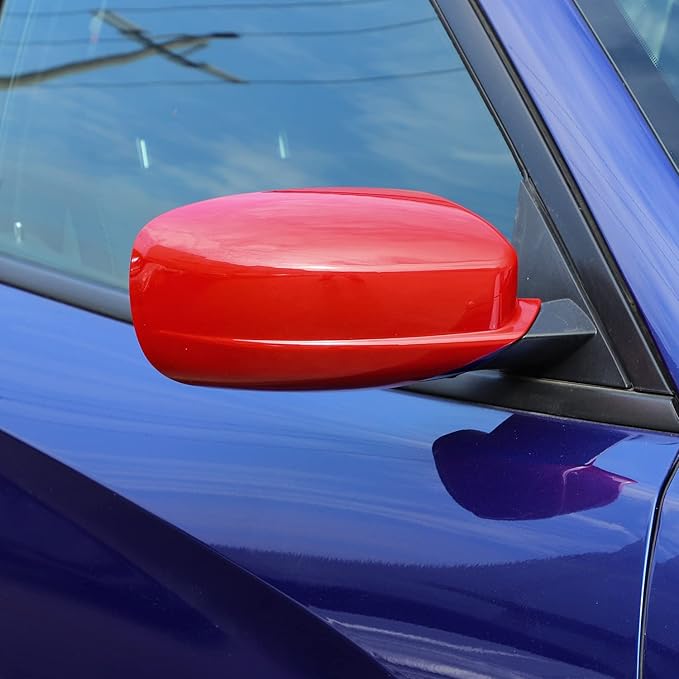 Voodonala for Charger Rearview Mirror Rear View Mirror Side Mirror Cover Decoration Trim Fit for 2010-2024+ Dodge Charger Exterior Accessories, Red ABS 2pcs
