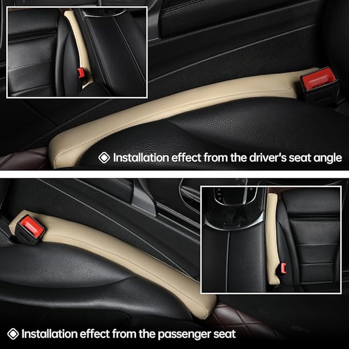 2Pack Leather Car Seat Gap Filler – Anti-Drop Console Organizer, Scratch-Resistant Waterproof Easy to Clean, Fits 90% Vehicles Without Blocking Seat Movement
