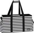 Standing Extra Large Utility Tote Bag with Hard Bottom & Hard Sides, Heavy Duty Reusable Grocery Bags with Handles & 3 Pockets for Shopping, Picnics, Camping, Laundry, Car, Beach Tote Bag
