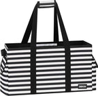 Standing Extra Large Utility Tote Bag with Hard Bottom & Hard Sides, Heavy Duty Reusable Grocery Bags with Handles & 3 Pockets for Shopping, Picnics, Camping, Laundry, Car, Beach Tote Bag