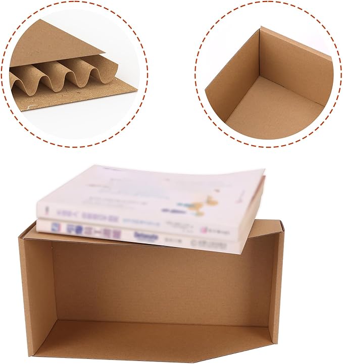 ZBEIVAN Corrugated Cardboard Storage Bins,12x6x4.5inch, 35 Packs, Brown