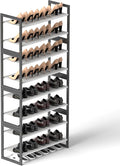 8-Tier Tall Shoe Rack, Stackable Zero-Wobble Metal Frame with Screw-Fastened Joints, 11.8" Deep Heel-Friendly Non-Woven Shelv