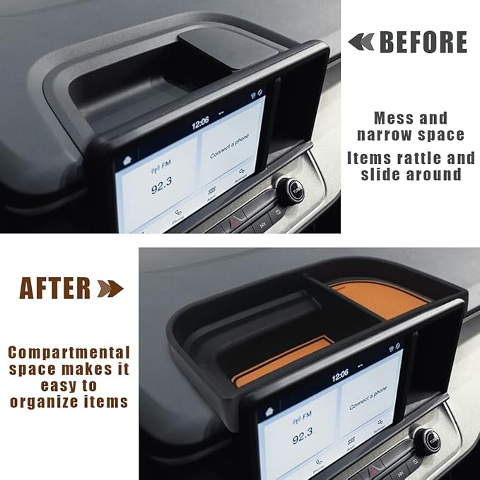 Muslogy Dashboard Storage Tray Compatible with Ford Maverick 2024 2022-2023 Maverick & Hybrid XL XLT Lariat Accessories (Light Brown)