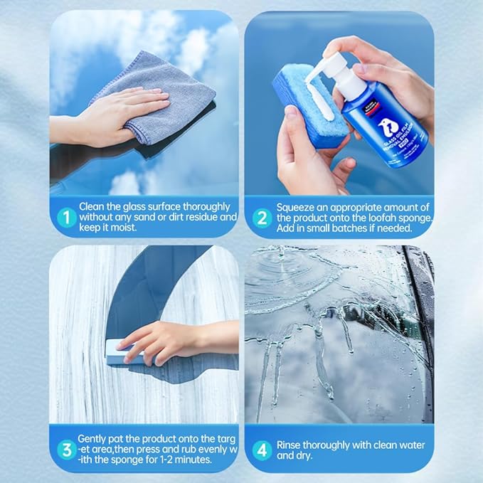 Glodway Glass Cleaner For Car Windshield,Oil film Remover, Streak-Free Shine on Automotive Windows, and Mirrors, Ammonia Free