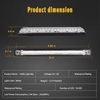 nifeida 8" Clear Lens 18LED Waterproof Utility Strip Light Bar Surface Mount for 12V Marine Boat RV Interior Light Slim Line Pickup Truck Trailer Under Hood Lights Side Marker Lamp [Pack of 4]