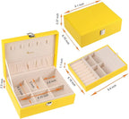 Voova Jewelry Box Organizer for Women Girls, 2 Layer Large Men Jewelry Storage Case, PU Leather Display Jewellery Holder with