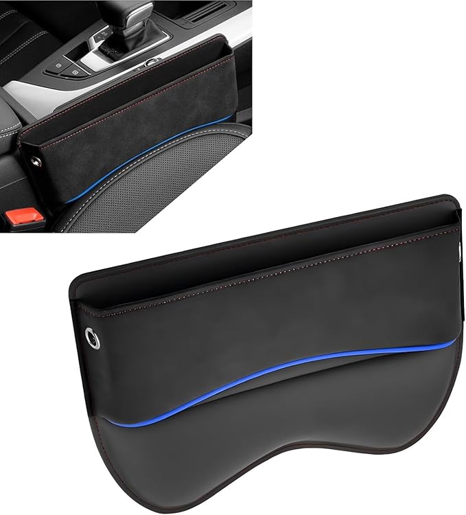 Seat Gap Filler, Multifunctional Storage Bag for Mobile Phone Sunglasses Documents Wallet, Soft Padded Leather Anti-scratch Organizer, for Cars Trucks Portable Indoor Accessories (Black)