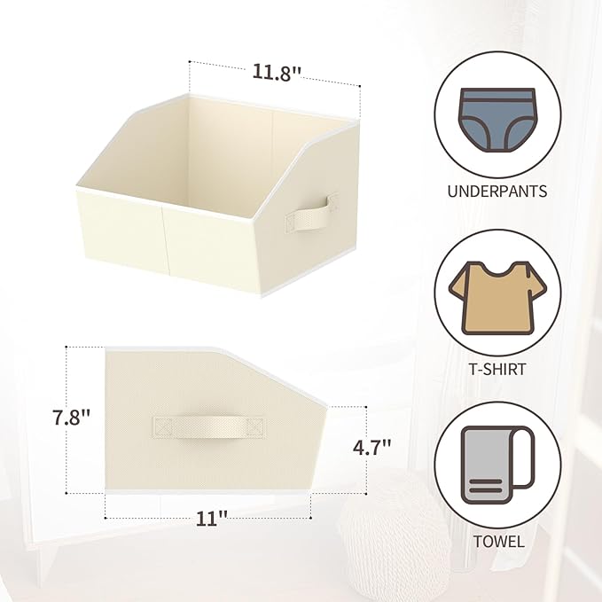 Homsorout Storage Bins for Shelves - Small Trapezoid Closet Shelf Organizer, Fabric Organization Bins with Handles, Storage B
