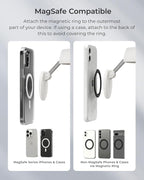 iOttie Treker Travel Essentials Magnetic Airplane Phone Holder with 360° Rotation Swivel Head and Magnetic Ring Adapter for Universal Compatibility with MagSafe, Qi2, iPhone, and Android Smartphones