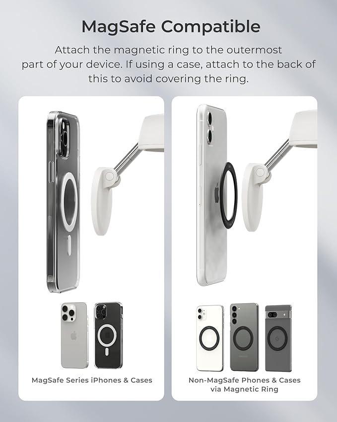 iOttie Treker Travel Essentials Magnetic Airplane Phone Holder with 360° Rotation Swivel Head and Magnetic Ring Adapter for Universal Compatibility with MagSafe, Qi2, iPhone, and Android Smartphones