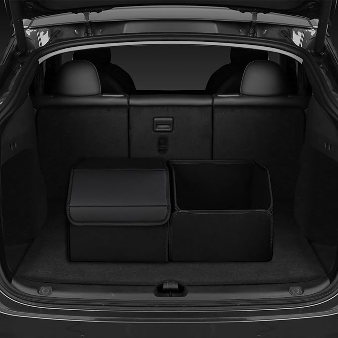 car organizers and storage for SUV,trunk organizer for sedan, leather foldable sleek box with lid,collapsible cargo bins, tool