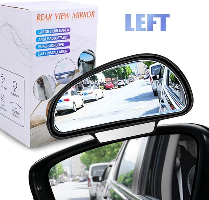 Car Blind Spot Mirrors(5.12 * 2.75in), Adjustable Auxiliary Universal Wide Angle Mirror for Universal Car SUV Mirrors Strong Adhesive HD Glass Mirror Frame Thickness Less than 5MM (L+R)
