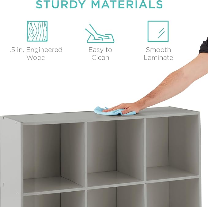 Best Choice Products Kids Bookcase 9-Cube Storage Organizer, 13.5in Shelf Opening, Bookshelf, Toy Storage, Customizable w/ 3 