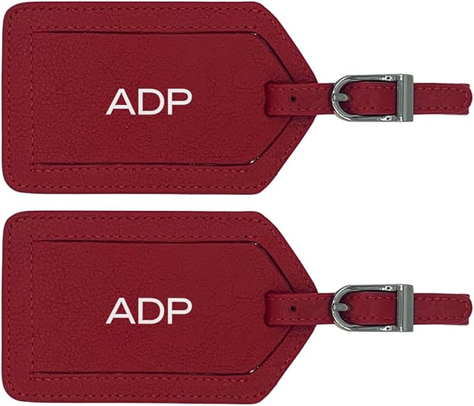 Personalized Monogrammed Leather Luggage Tags - 2 Pack