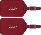 Personalized Monogrammed Leather Luggage Tags - 2 Pack