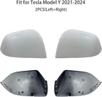 Compatible with Tesla Model Y Side Mirror Cover Replacement 2021 2022 2023 2024, Left & Right Side Rearview Mirror Cover Cap for Model Y Accessories(white)2pcs