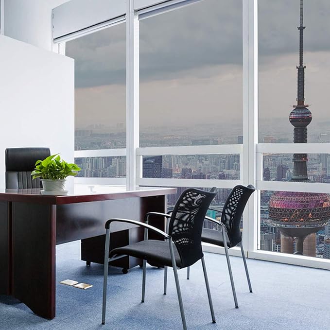 WPCTEV Window Film One Way Mirror Film Daytime Privacy Static Non-Adhesive Decorative Heat Control Anti UV Window Tint for Home and Office, Silver 35.4" x 78.7"