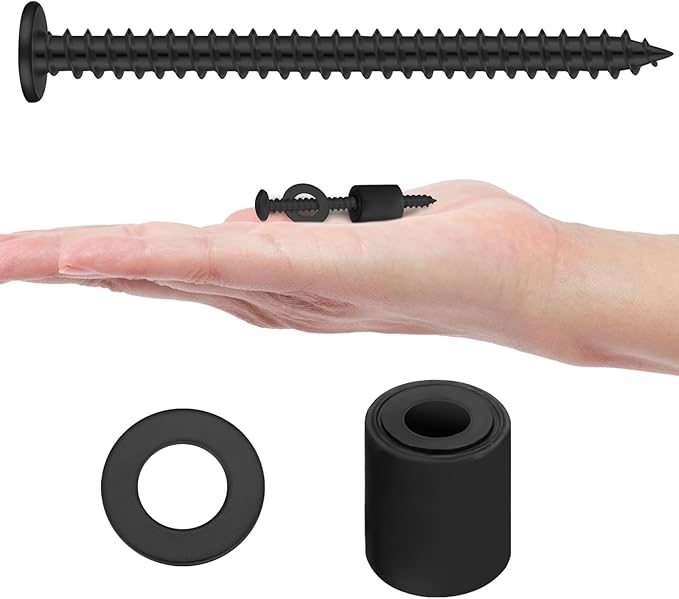 Eagles Pegboard Mounting Kit, (16 Spacers, 16 Screws and 16 Steels Washers,Black) Board Nail Installation Kit Pegboard Spacer