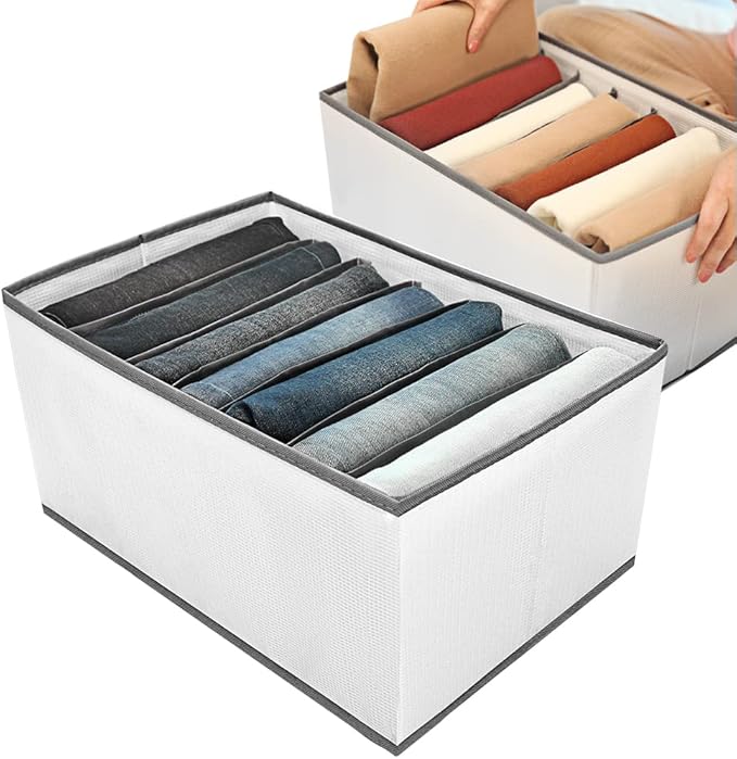 EASEVE Wardrobe Closet Organizer and Storage for Clothes - 7 Grids Foldable Drawer Dividers Organizers for Jeans | Pants | Sh