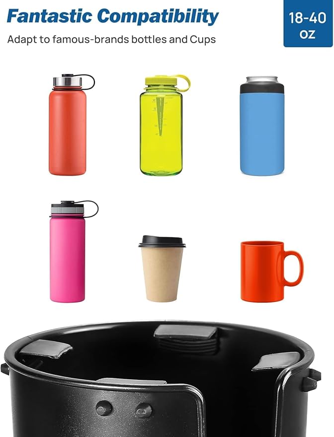 JOYTUTUS Cup Holder Expander for Car, 2 Pack Car Cup Holder Expander for YETI, Hydro Flask, Nalgene, Large Car Cup Holders Ho