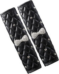 HYL World 2PCS Leather Bow Seat Belt Covers Seat Belt Shoulder Pads with Sparkling Bling Rhinestones Decor,Black