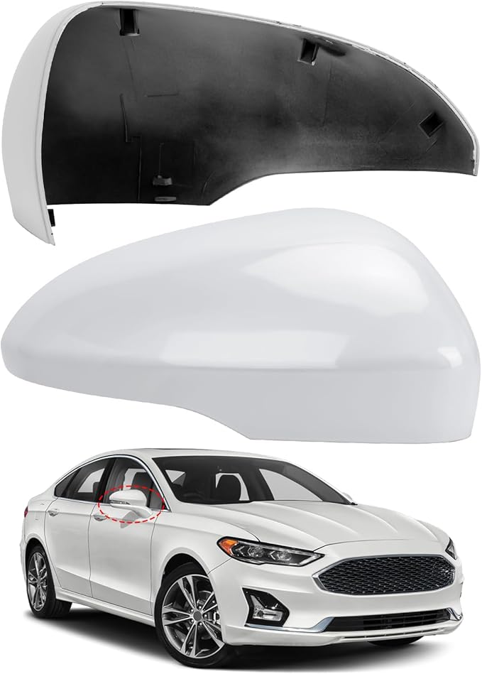 Passenger Side Mirror Cover Replacement for Ford Fusion Ford Fusion 2013 2014 2015 2016 2017 2018 2019 2020 2021 2022 - Right Side Mirror Covers, Rear View Mirrors Cap With Lamp, White