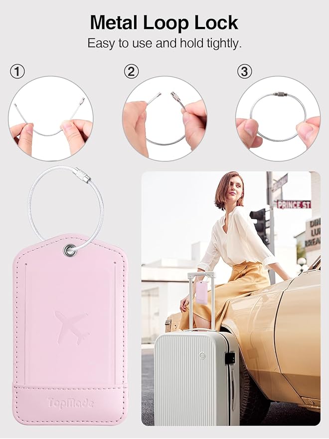 TopMade Smart Luggage Tag with Find My, Premium Leather Luggage Tags for Suitcase, Travel Bags, Backpacks, Anti-Lost Suitcase
