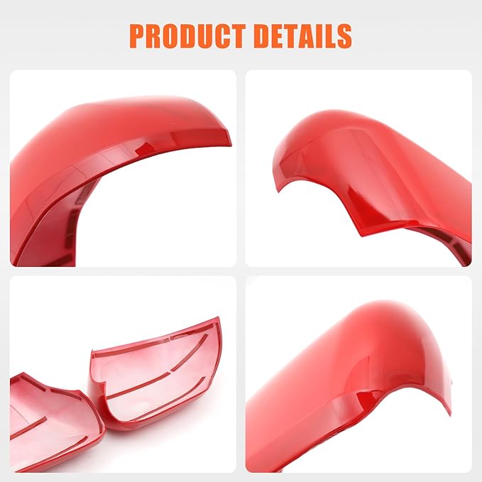 2PCS Side Door Mirror Cover for Toyota Tundra 2022-2025/ Sequoia 2023-2025, Car Exteror Rear View Mirror Housing Protector Cover Cap (Only for versions with turn signals) (Red)