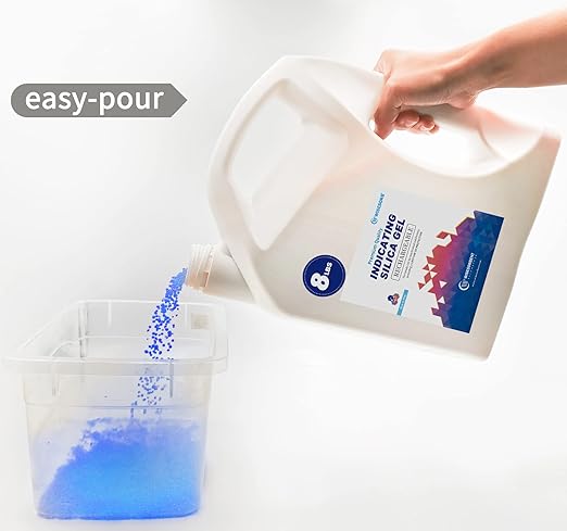[Net Weight 24LBS] Blue Indicating Silica Gel Beads Desiccants - Rechargeable Desiccant Beads Silica Beads (Blue to Pink, 3