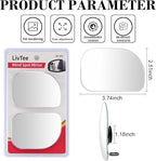 LivTee XLarge Blind Spot Mirror, Rounded Rectangle HD Glass Frameless Convex Rear View Mirrors Exterior Accessories with Wide Angle Adjustable Stick for Car SUV and Trucks, Pack of 2