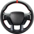 Belinous Leather Steering Wheel Cover Lace Up, Hand-Stitch on Wrap, Steering Wrap Compatible with Ford F-150 2015 2018/Expedition 2018/F-150 Limited 2016/F-Series Super Duty 2017 2020 2022 (Red)