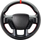 Belinous Leather Steering Wheel Cover Lace Up, Hand-Stitch on Wrap, Steering Wrap Compatible with Ford F-150 2015 2018/Expedition 2018/F-150 Limited 2016/F-Series Super Duty 2017 2020 2022 (Red)