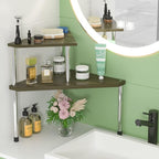 Weenson Bathroom Counter Organizer Corner Shelf - 2 Tier Bathroom Organization Bamboo Bathroom Sink Shelf Kitchen Countertop 