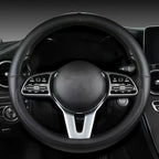 Morandi Color Steering Wheel Cover, Nappa Leather, Fashionable Sporty Style, Universal 15 inches，Black