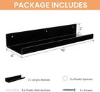 upsimples Acrylic Shelves for Wall Decor, 15" Display Shelf Perfume Organizer for Bathroom, Bedroom, Living Room, Floating Bo