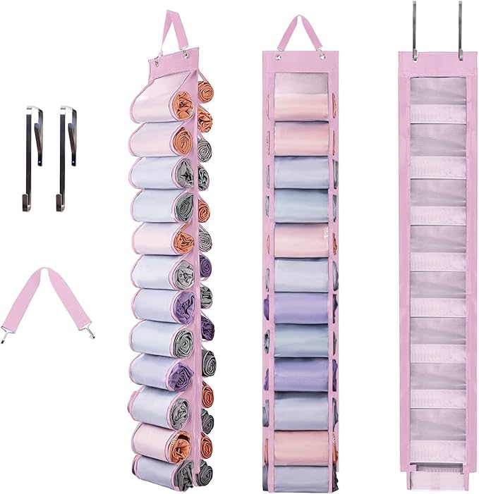 DHSFKBE Legging Organizer Storage, Shirt Organizer, Foldable Hanging Closet Organizer Storage with 26 Roll Independent Compar