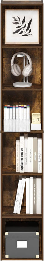 Furinno PASIR Book Shelf, 6-Tier Bookcase, Tall Standing Bookshelf, Open Storage Shelf, 9.4 x 12 x 71 Inches, for Home Office