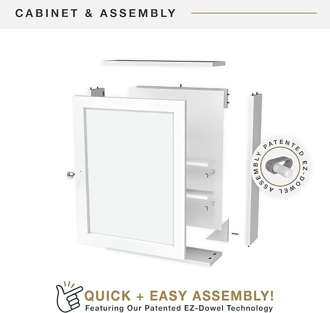 MCS 23x18 White Medicine Cabinet Organizer, Wall Mounted Bathroom Cabinet for Over-The-Toilet Storage, Bathroom Furniture & R