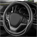 Car Steering Wheel Cover, 15 Inch Anti-Slip Breathable Leather Auto Steering Wheel Protector, Full Surround Soft Steering Whe