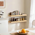 Floating Wall Shelves 24x6.8x1.7 Inch – Solid Wood Rustic Shelves in Natural Wood Finish – Wall Mounted Display Shelf for Bat
