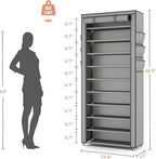 VTRIN Vertical Narrow Shoe Rack Organizer Tall Shoe Rack for Closet Entryway 10 Tier Non-Woven Cover Shoe Shelf Holds 36-41 P