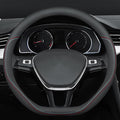 Carodi Latest Nappa Leather car Steering Wheel Cover, Stylish Non-Slip Leather car Interior 15 inches Universal (D-Shape,Blac
