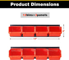 Ultrawall Wall Mounted Storage Bins, Plastic Hanging Storage Organizer Bins, Garage Tool Storage System for Screws, Nuts, Bol