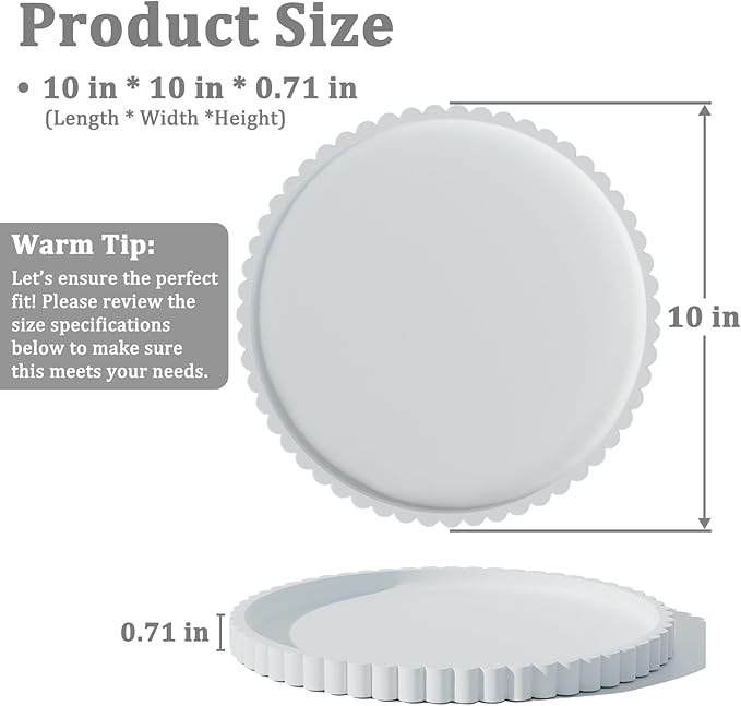 HighHerz Silicone Bathroom Countertop and Vanity Tray-10 Inch Round Silicone Bathroom Tray, Modern Bathroom Decor, Coffee Tab