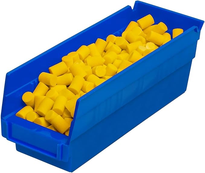 Akro-Mils 30120 Plastic Shelf Bins, Heavy Duty Storage Bins for Garage, Closet, and Drawer Organization, 12" x 4" x 4", Blue,
