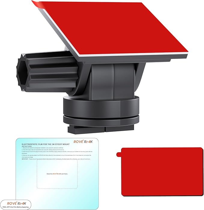 ROVE 3M Sticky Mount for R2-4K, R2-4K PRO, R2-4K Dual, and R2-4K Dual PRO Dash Cams | 1x 3M Adhesive Mount | 1x Spare 3M Sticky | 1x Electrostatic Film